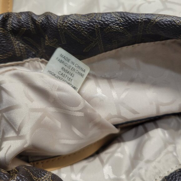 Calvin Klein Backpack Monogram Logo CK Print Drawstring Flap Bag - Picture 10 of 11